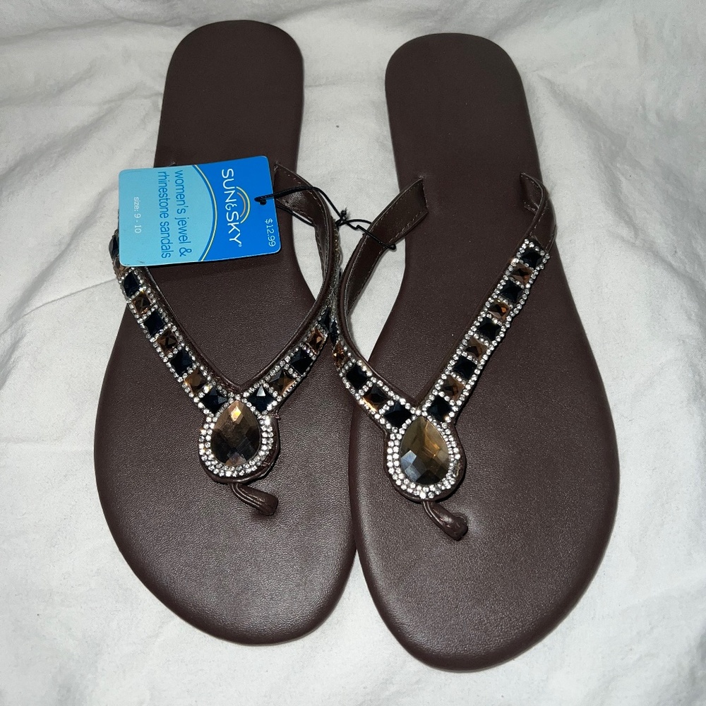 Brown flip flops